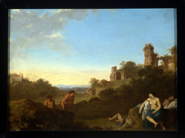 Landscape with nymphs and satyrs by Cornelius van Poelenburgh