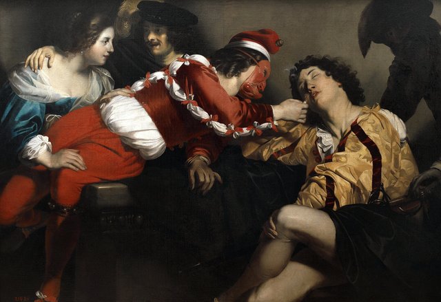 Scene with sleeping man and robber by Nicolas Régnier