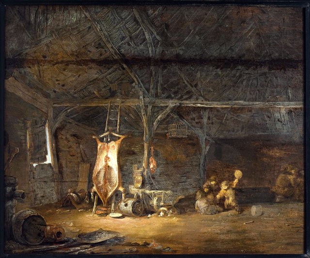 A slaughterhouse. by Egbert van der Poel