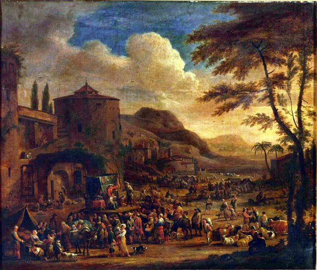 Markt in Italië by Adriaen Frans Boudewyns