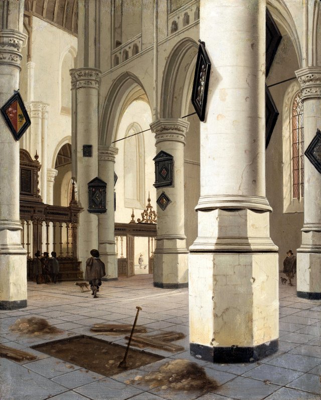 Interior of the Old Church in Delft. by Gerard Houckgeest