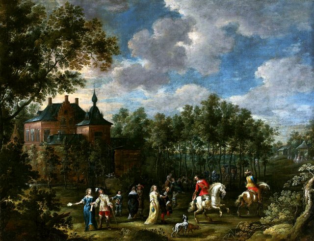 A sociable gathering in a park by Lucas van Uden
