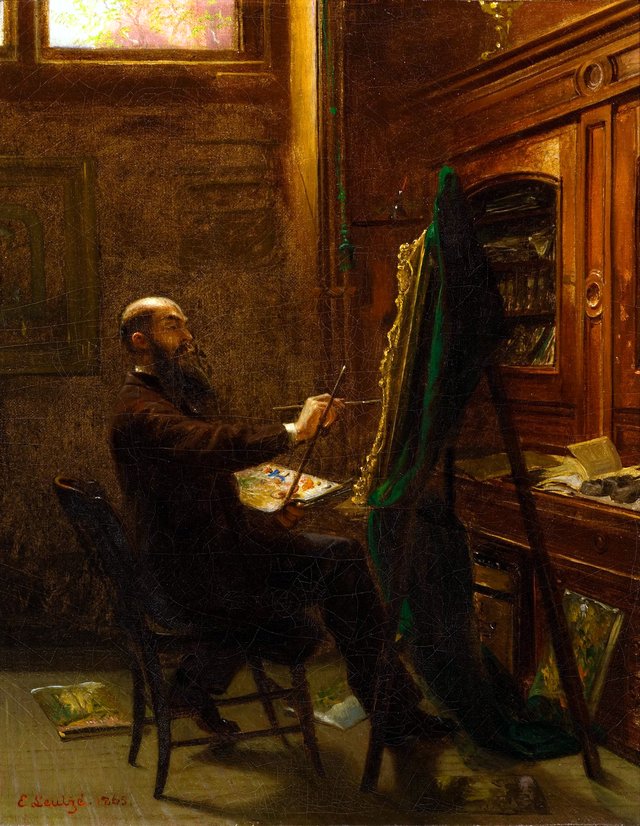 Worthington Whittredge in His Tenth Street Studio by Emanuel Leutze