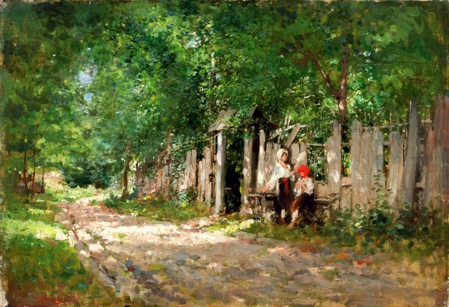 Girls Spinning at the Gate by Nicolae Grigorescu