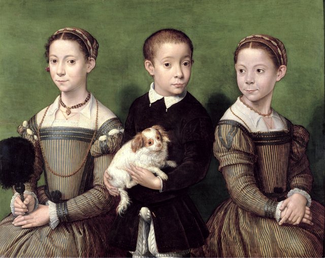 Three children with dog by Sofonisba Anguissola