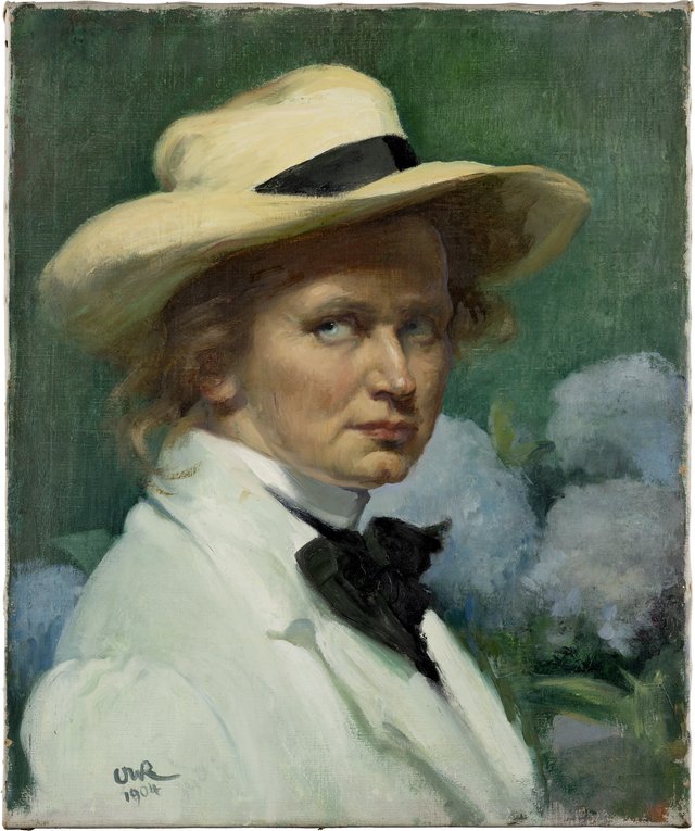 Self-Portrait with a Hat by Ottilie Roederstein
