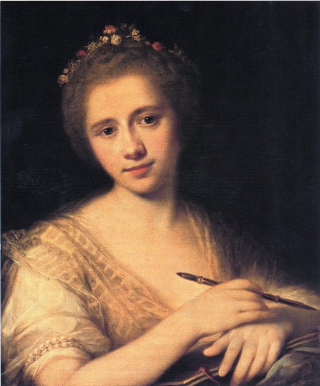 Self-portrait with flower-wreath by Angelica Kauffmann