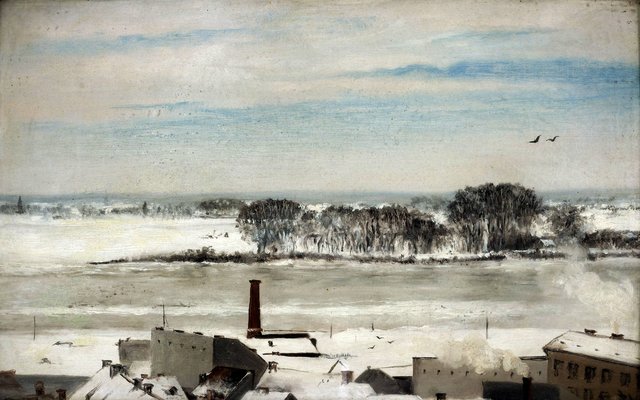 View from the conservatoire (Saska Kępa during during winter time). by Anna Bilińska-Bohdanowicz
