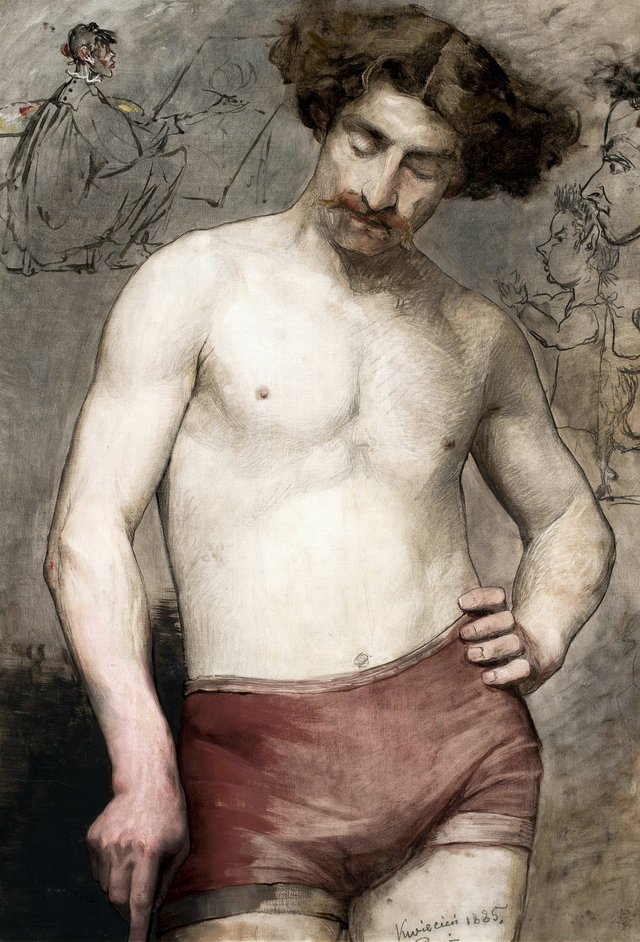 Study of a semi-nude male by Anna Bilińska-Bohdanowicz