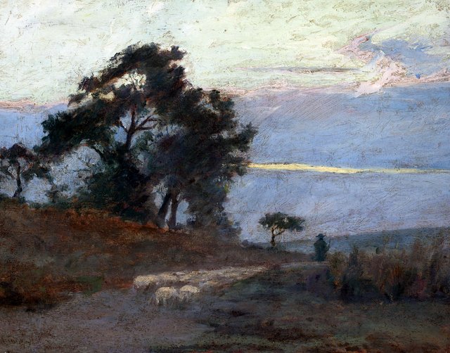 The landscape at sunrise (Daybreak) by Maksymilian Gierymski