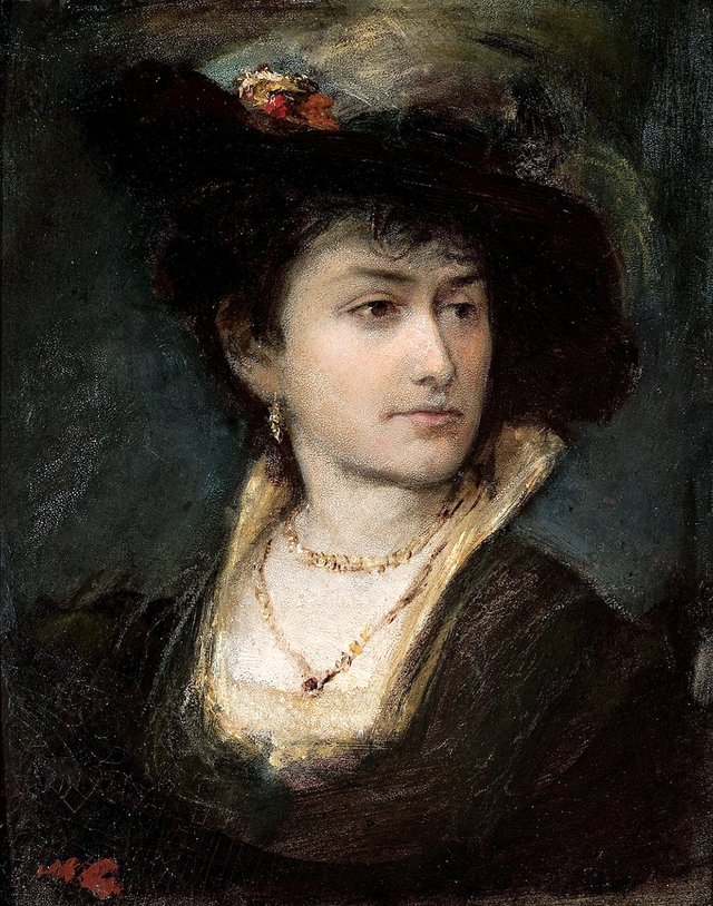 Portrait of artist's sister - Anna. by Maurycy Gottlieb