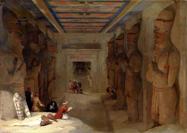 The Hypostyle Hall of the Great Temple at Abu Simbel, Egypt by David Roberts