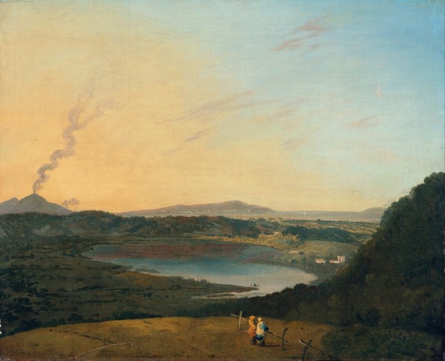Lago d'Agnano with Vesuvius in the distance by Richard Wilson