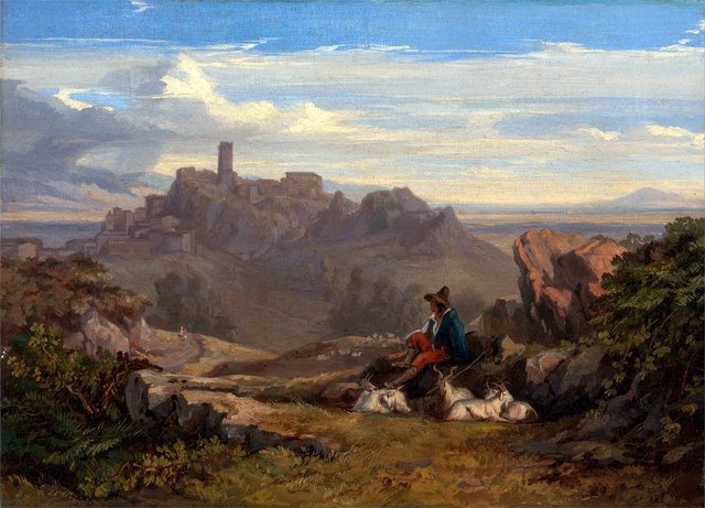 Landscape with Goatherd by Edward Lear