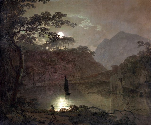 A Lake by Moonlight by Joseph Wright of Derby