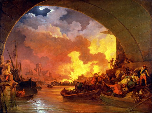 The Great Fire of London by Philip James de Loutherbourg