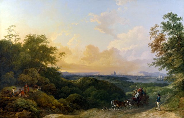The Evening Coach, London in the Distance by Philip James de Loutherbourg