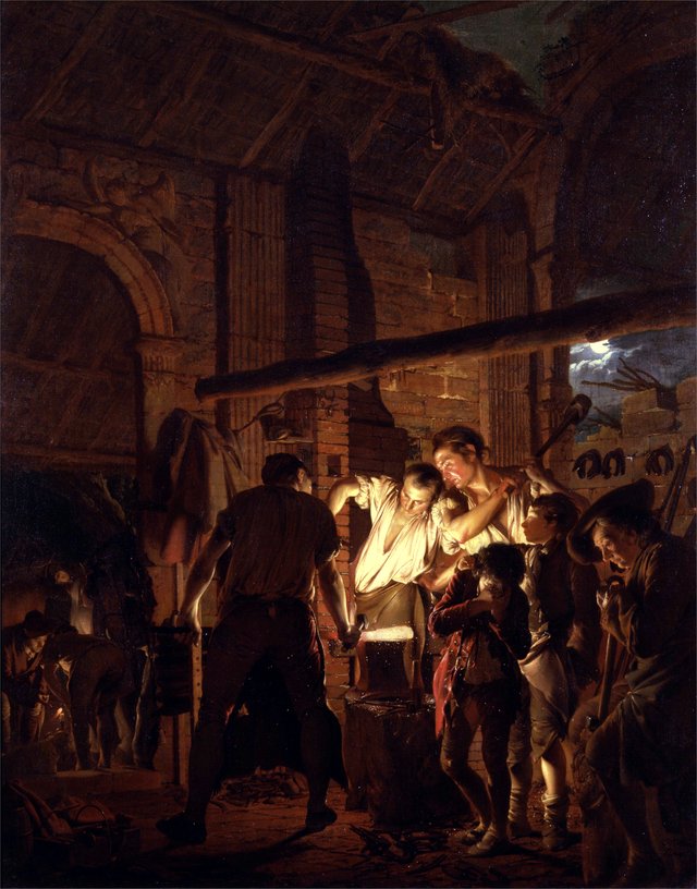 The Blacksmith's Shop by Joseph Wright of Derby