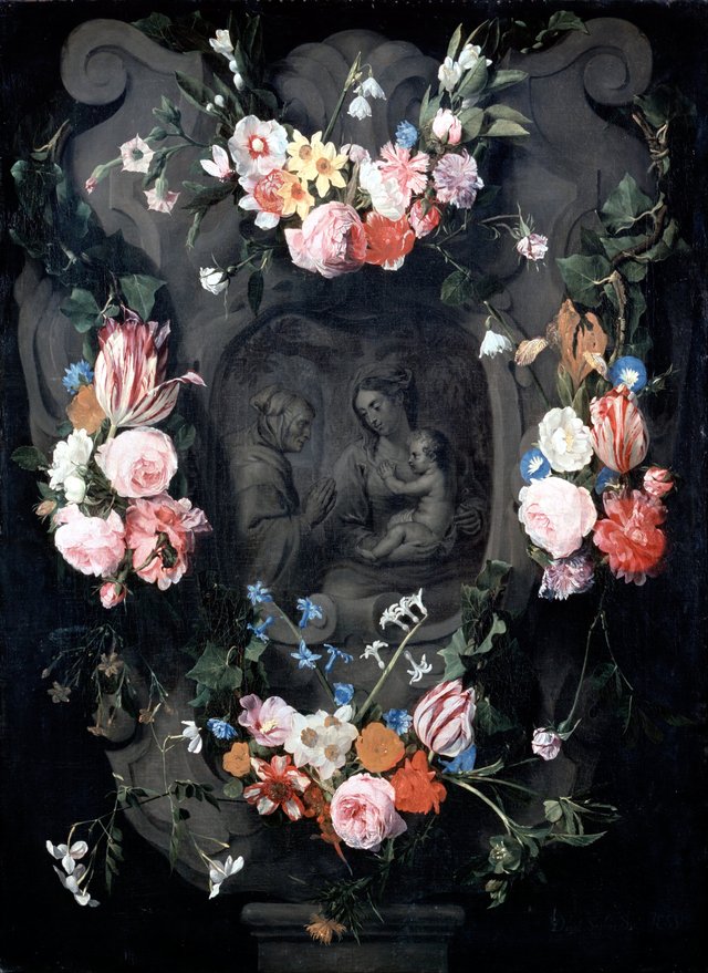 Cartouche with the Virgin and Child and Saint Anne by Jan Erasmus Quellinus