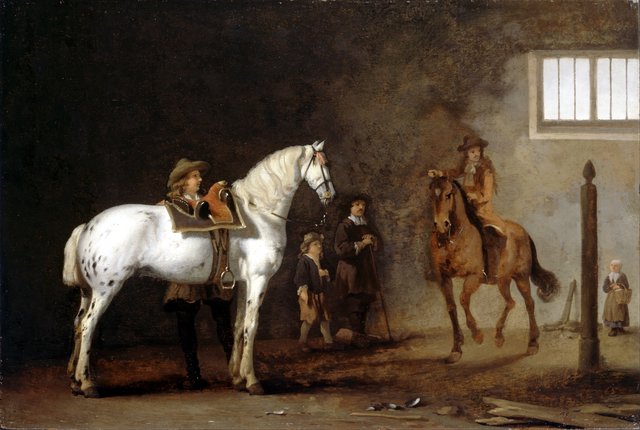 White Horse in a Riding School by Abraham van Calraet