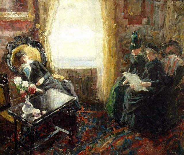 Interieur met drie vrouwen by Jan Toorop
