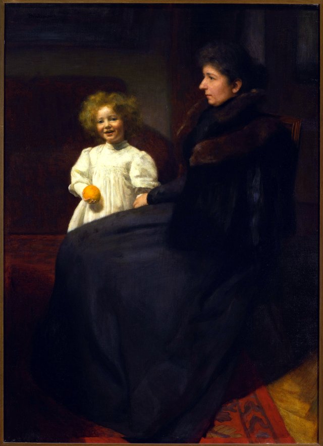 Portrait of Mrs. Oderfeld with her daughter (Lady with a child, Portrait of Mrs. O.) by Józef Pankiewicz