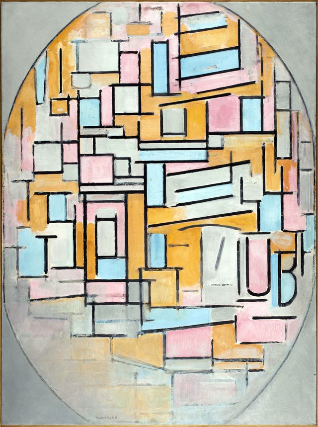 Composition in oval with color panes 2 by Piet Mondrian