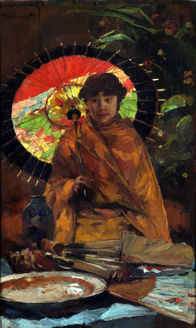 Girl with Japanese parasol by Willem de Zwart