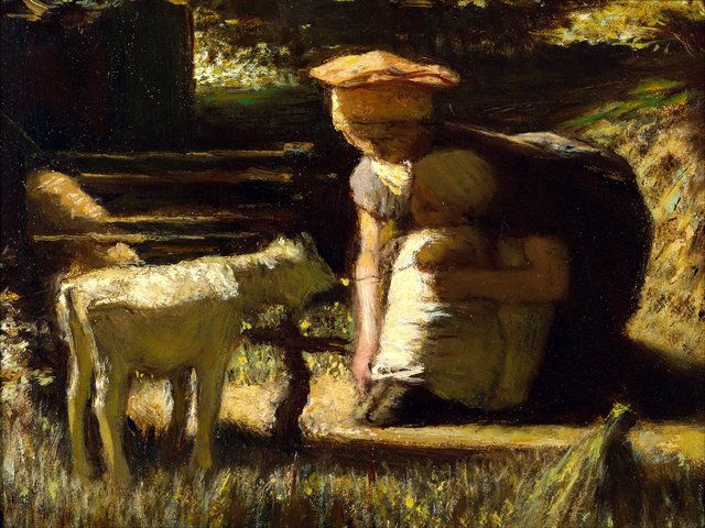 Getting acquainted (The little goat) by Matthijs Maris