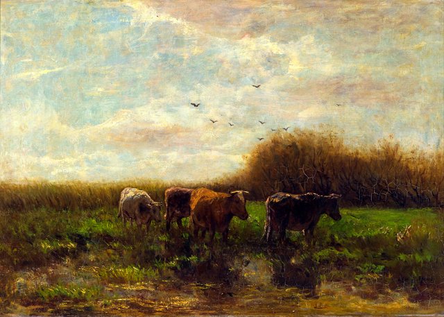 Cows at evening by Willem Maris
