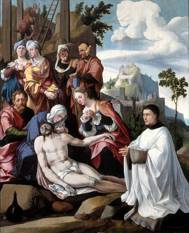 Lamentation of Christ with donor by Jan van Scorel
