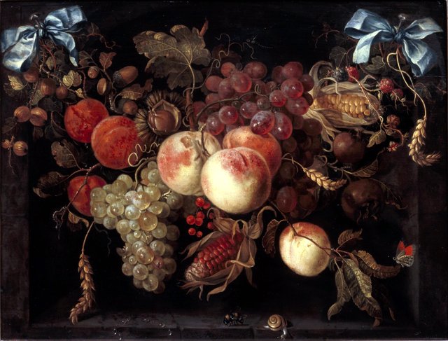 Garland of fruit by Abraham Mignon