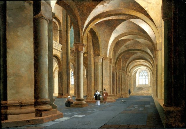 De noordelijke zijbeuk van de Sint Mariakerk te Utrecht by Pieter Jansz. Saenredam