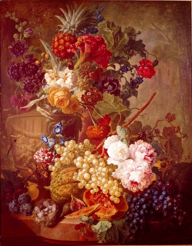 Still Life with Flowers and Fruit by Jan van Os