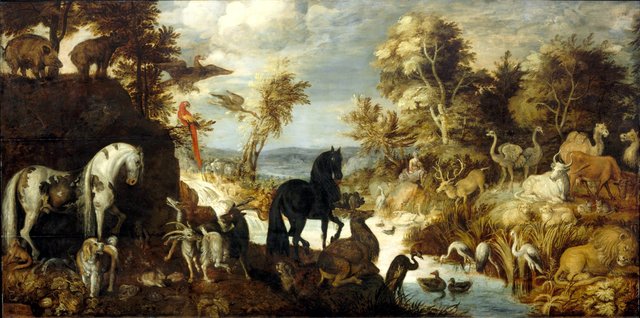 Orpheus playing the lyre in front of the animals by Roelant Savery