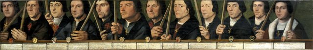 Portretten van twaalf leden van de Utrechtse Jeruzalembroederschap by Jan van Scorel