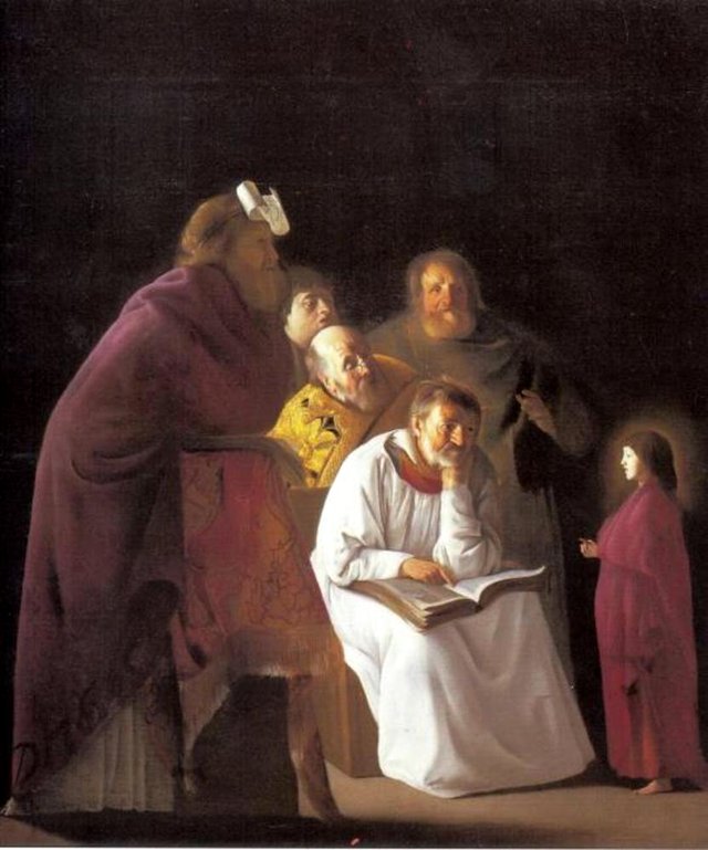 The twelve year old Christ disputing in the temple with the Doctors by Paulus Bor