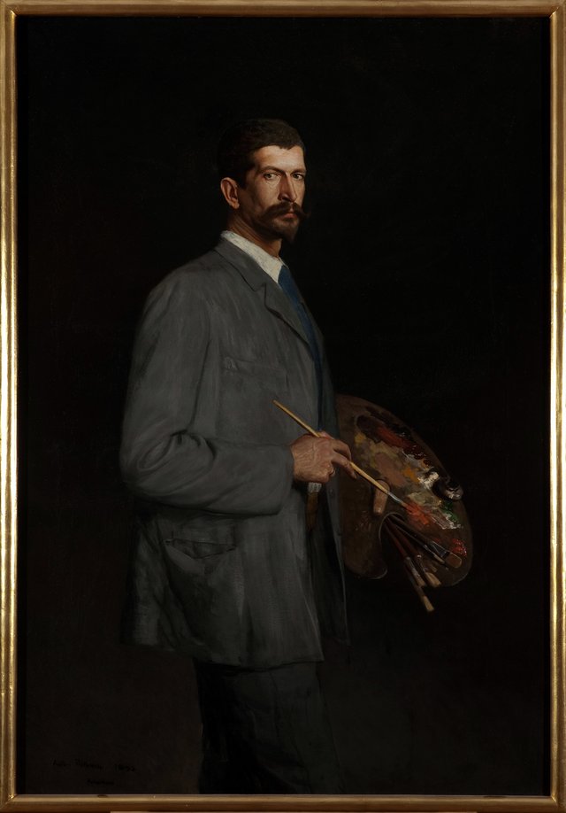 Self-portrait with a palette by Antoni Piotrowski