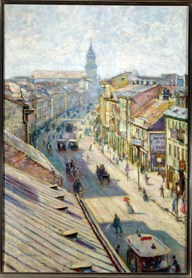 Nowy Świat Street in Warsaw on a summer's day. by Władysław Podkowiński