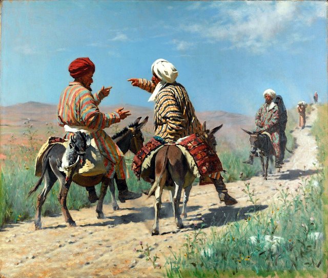 Mullah Rahim and Mullah Kerim on his way to the bazaar are quarreling by Vasily Vereshchagin