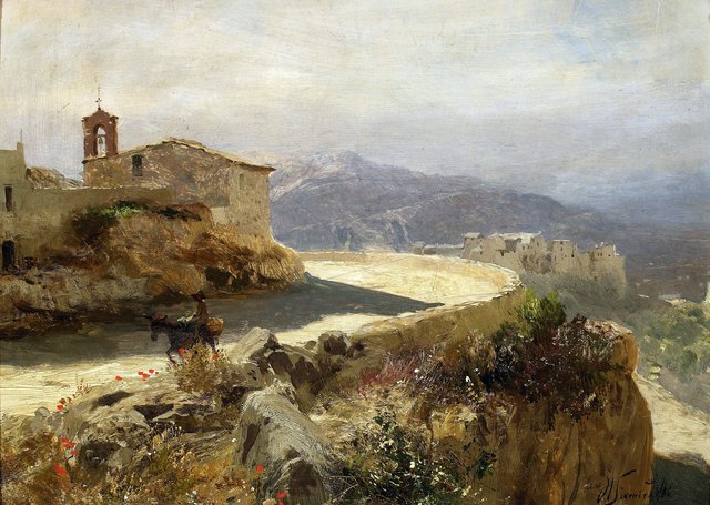 Italian landscape with donkey by Henryk Siemiradzki