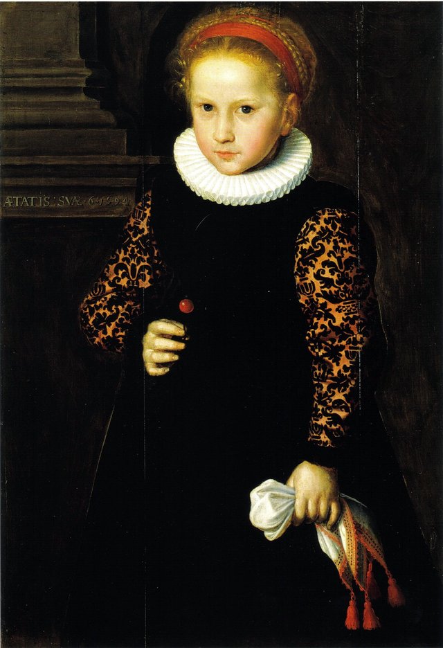 Six-year-old Girl holding a Cherry by Jan Claesz.