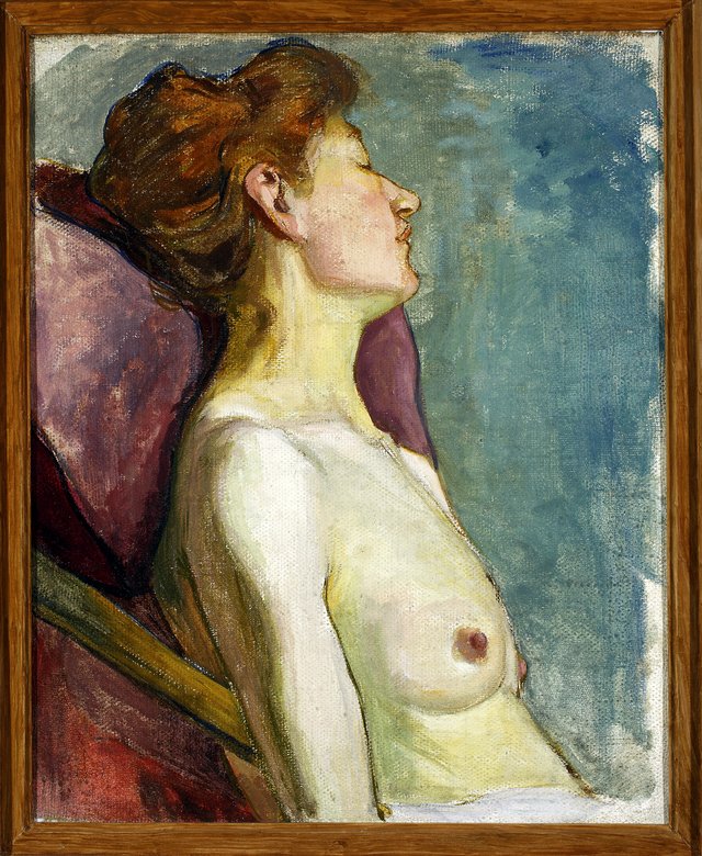 Semi-nude woman sitting. by Władysław Ślewiński