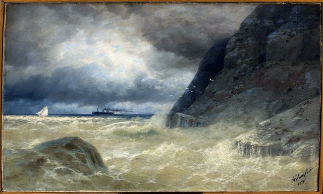 Seascape with a steamer. by Ivan Aivazovsky