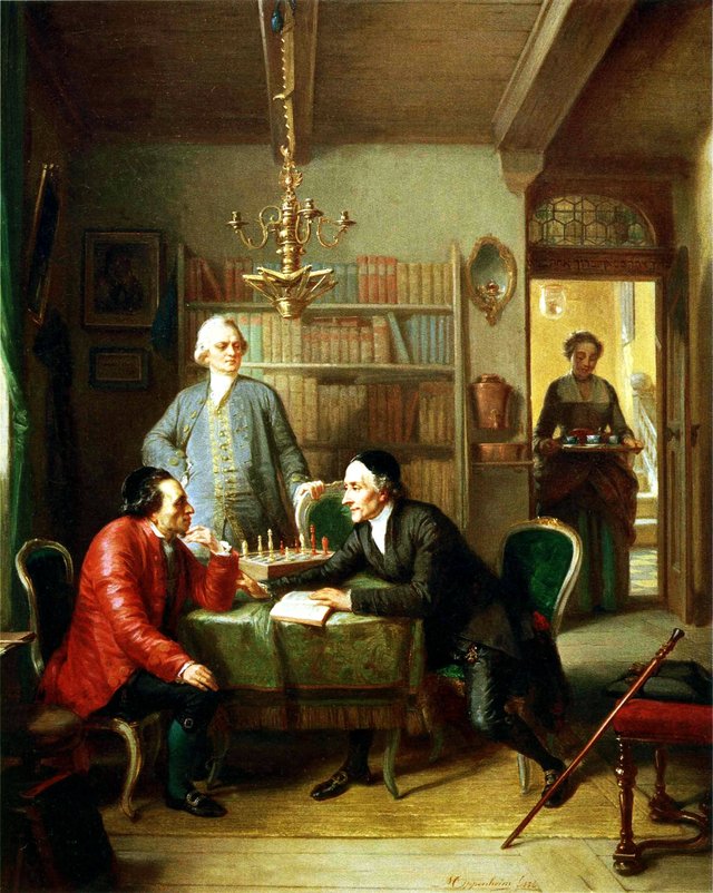 Lavater and Lessing Visit Moses Mendelssohn by Moritz Daniel Oppenheim