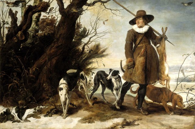 Hunter in a Winter Landscape with Dogs by Jan Wildens