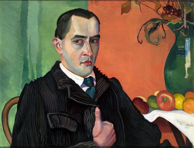 Self-portrait with apples. by Stanisław Ignacy Witkiewicz
