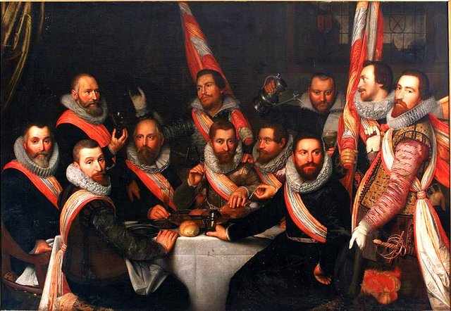 The Banquet of the Officers of the St. Adrian Militia Company in 1618 by Cornelis Engelsz.