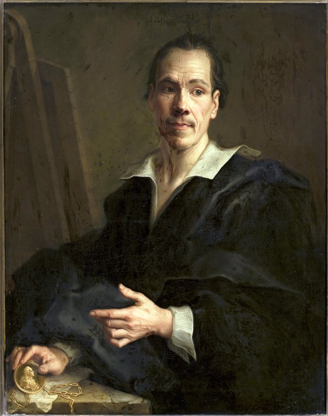 Self-portrait with a medallion of Prince of Liechtenstein. by Christian Seybold