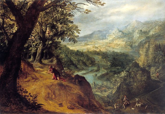 wide landscape with Moses by Tobias Verhaecht